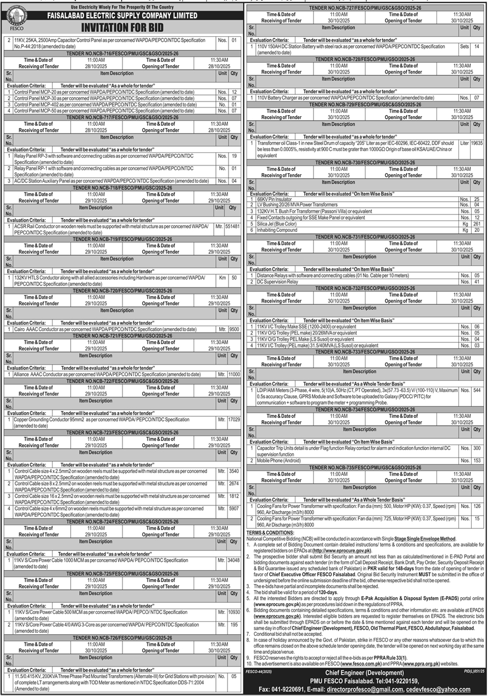 Faisalabad Electric Supply Company Limited Tender Notice 1
